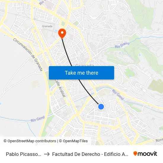 Pablo Picasso 33 to Factultad De Derecho - Edificio Aulario map