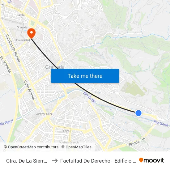 Ctra. De La Sierra 130 to Factultad De Derecho - Edificio Aulario map