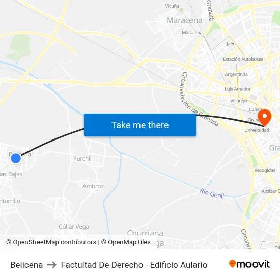 Belicena to Factultad De Derecho - Edificio Aulario map