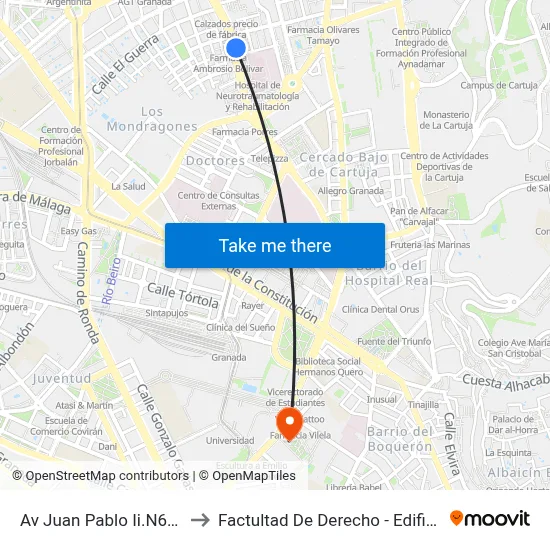 Av Juan Pablo Ii.N6-Trauma to Factultad De Derecho - Edificio Aulario map