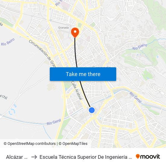 Alcázar Genil to Escuela Técnica Superior De Ingeniería De Edificación map