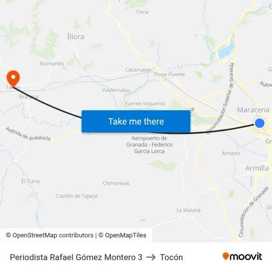 Periodista Rafael Gómez Montero 3 to Tocón map