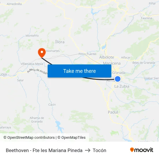 Beethoven - Fte Ies Mariana Pineda to Tocón map