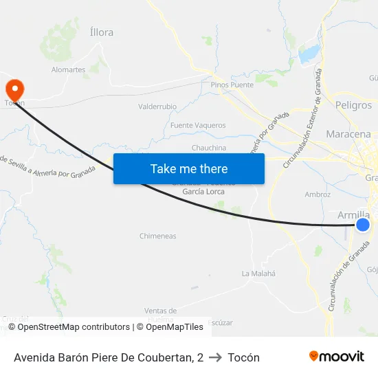Avenida Barón Piere De Coubertan, 2 to Tocón map