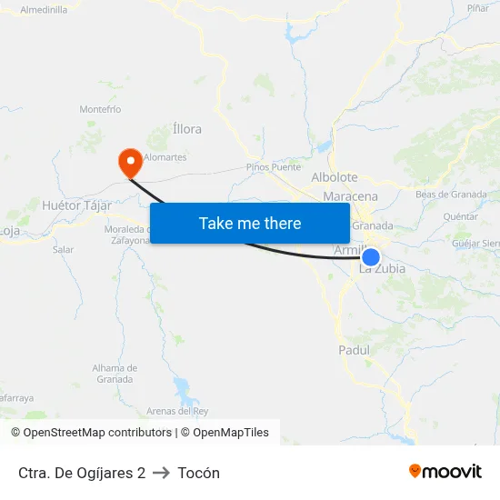 Ctra. De Ogíjares 2 to Tocón map