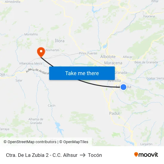 Ctra. De La Zubia 2 - C.C. Alhsur to Tocón map
