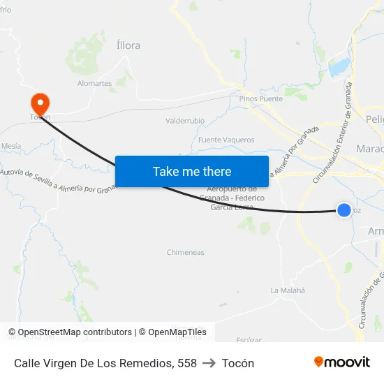 Calle Virgen De Los Remedios, 558 to Tocón map