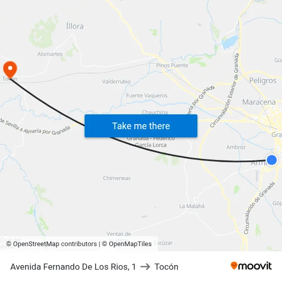 Avenida Fernando De Los Rios, 1 to Tocón map