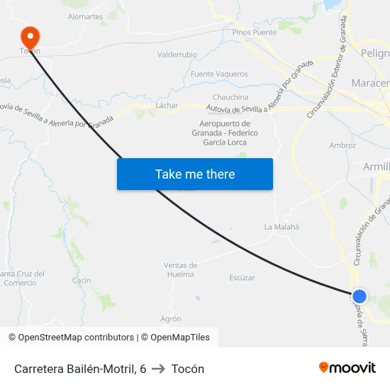 Carretera Bailén-Motril, 6 to Tocón map