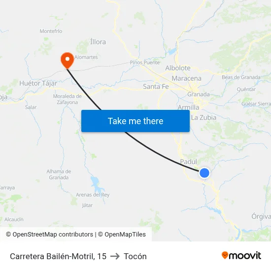 Carretera Bailén-Motril, 15 to Tocón map
