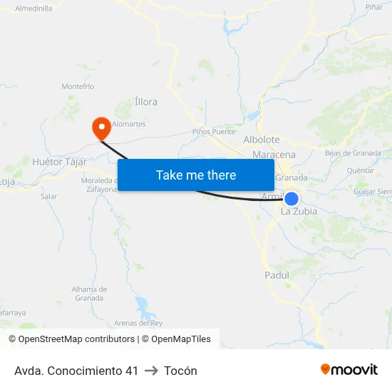 Avda. Conocimiento 41 to Tocón map