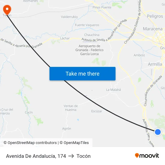 Avenida De Andalucía, 174 to Tocón map