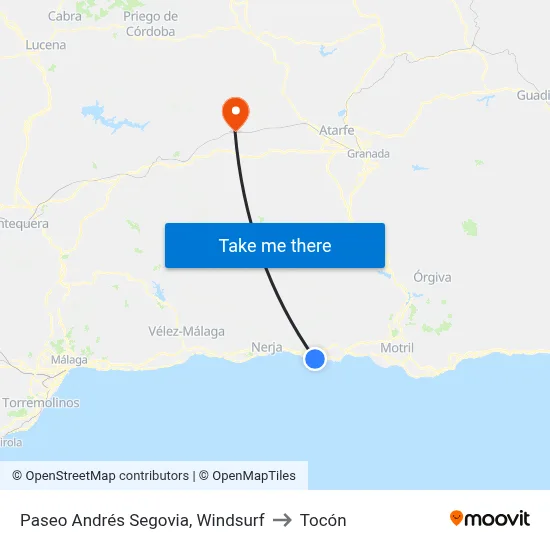 Paseo Andrés Segovia, Windsurf to Tocón map