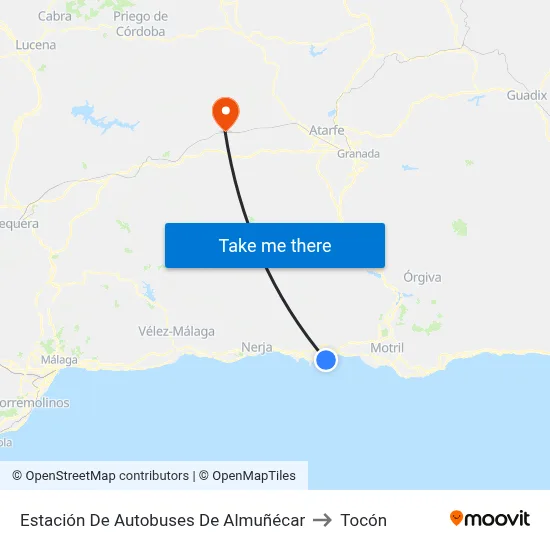 Estación De Autobuses De Almuñécar to Tocón map