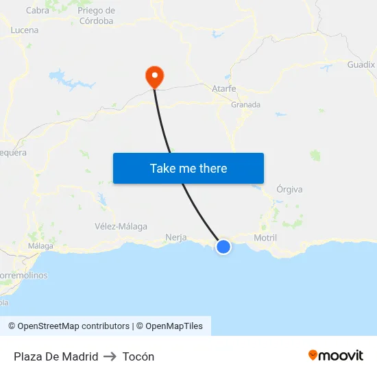 Plaza De Madrid to Tocón map