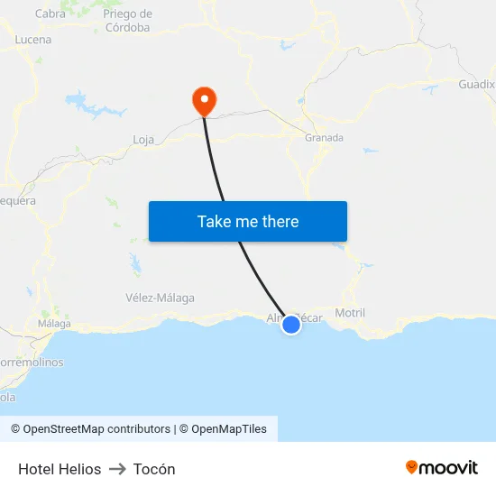 Hotel Helios to Tocón map