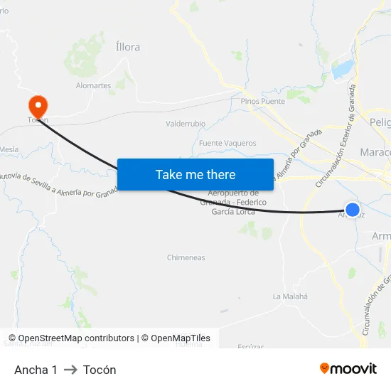 Ancha 1 to Tocón map