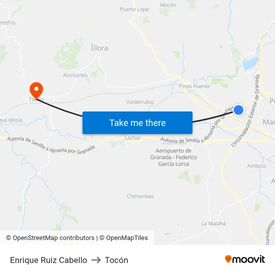 Enrique Ruiz Cabello to Tocón map