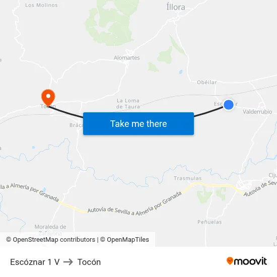 Escóznar 1 V to Tocón map