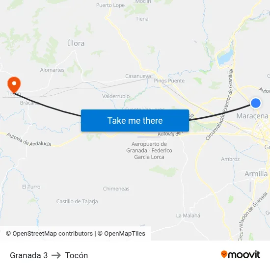 Granada 3 to Tocón map