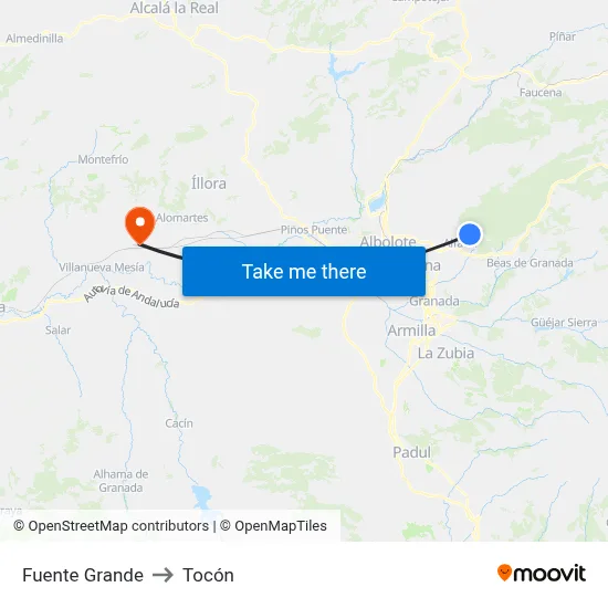 Fuente Grande to Tocón map