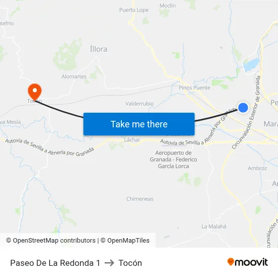 Paseo De La Redonda 1 to Tocón map
