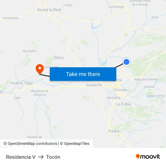 Residencia V to Tocón map