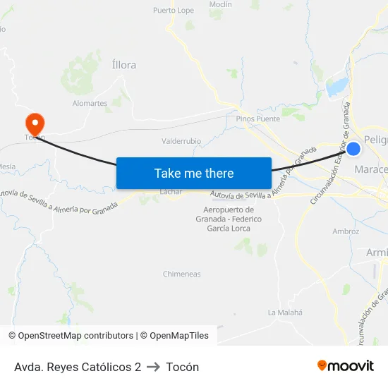 Avda. Reyes Católicos 2 to Tocón map