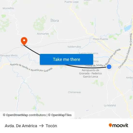 Avda. De América to Tocón map