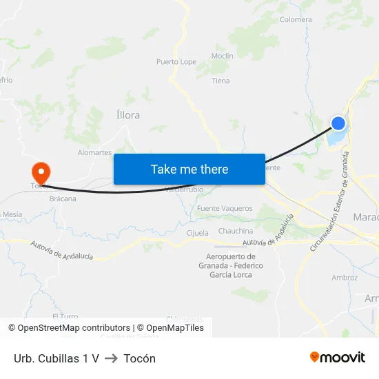 Urb. Cubillas 1 V to Tocón map
