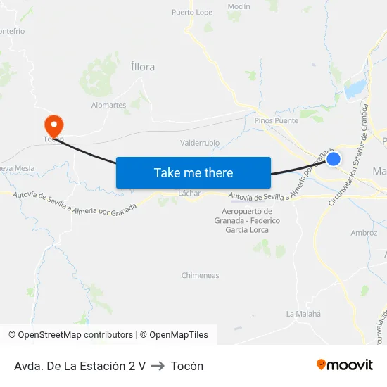 Avda. De La Estación 2 V to Tocón map