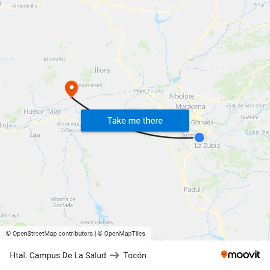 Htal. Campus De La Salud to Tocón map