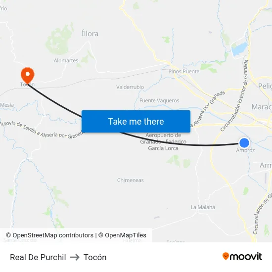 Real De Purchil to Tocón map