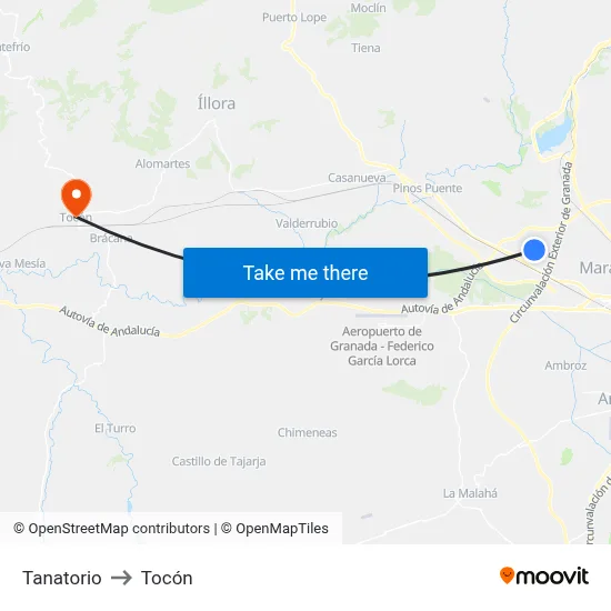 Tanatorio to Tocón map