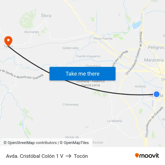 Avda. Cristóbal Colón 1 V to Tocón map