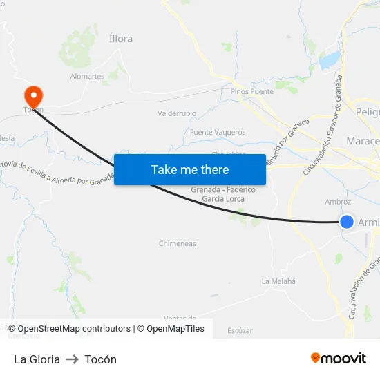 La Gloria to Tocón map