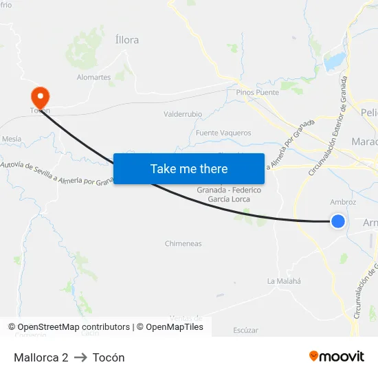 Mallorca 2 to Tocón map