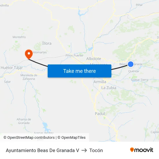 Ayuntamiento Beas De Granada V to Tocón map