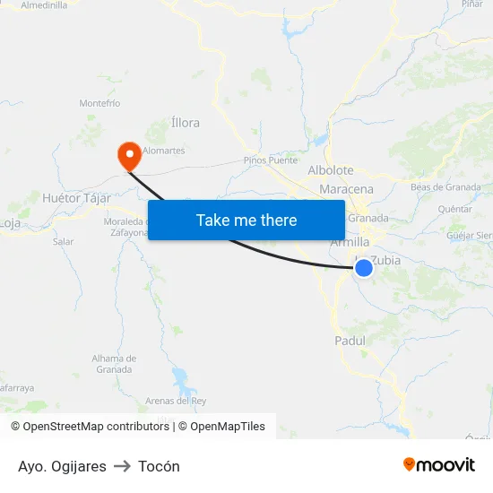 Ayo. Ogijares to Tocón map