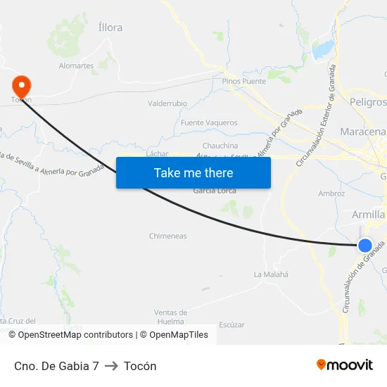 Cno. De Gabia 7 to Tocón map