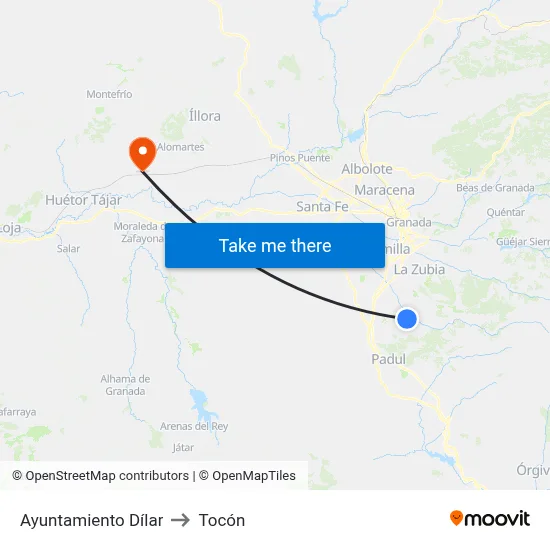 Ayuntamiento Dílar to Tocón map