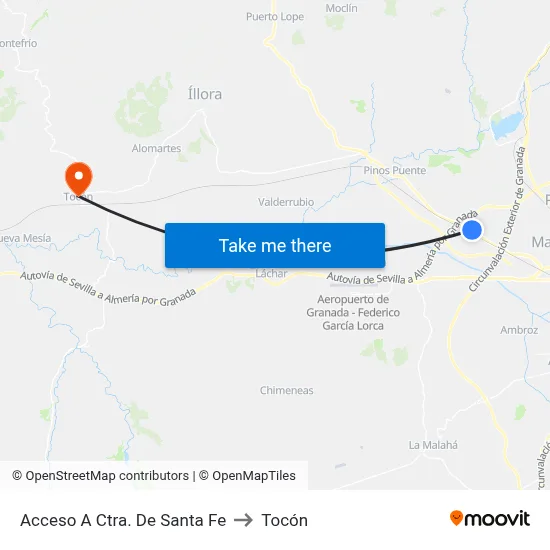 Acceso A Ctra. De Santa Fe to Tocón map