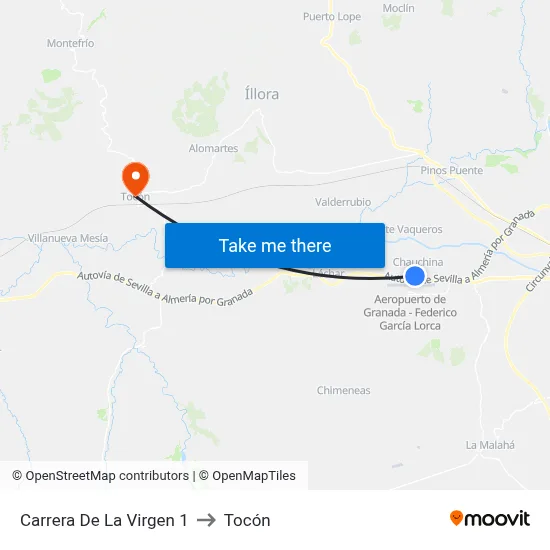 Carrera De La Virgen 1 to Tocón map