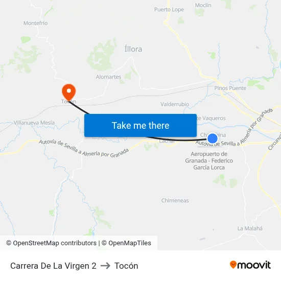 Carrera De La Virgen 2 to Tocón map