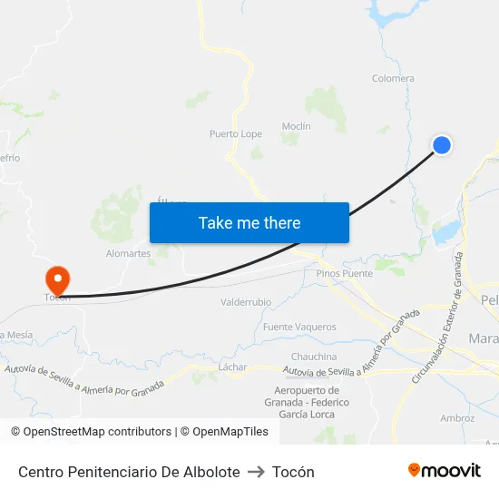 Centro Penitenciario De Albolote to Tocón map