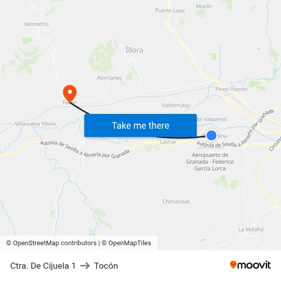Ctra. De Cijuela 1 to Tocón map