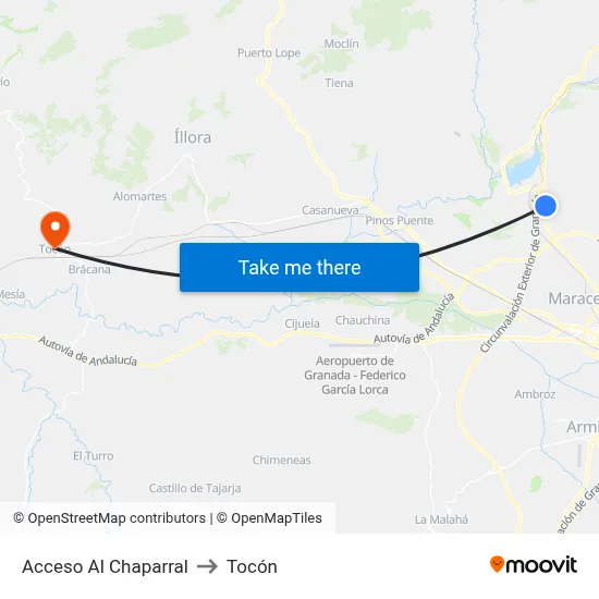 Acceso Al Chaparral to Tocón map