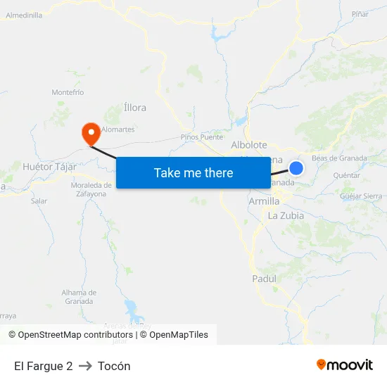 El Fargue 2 to Tocón map