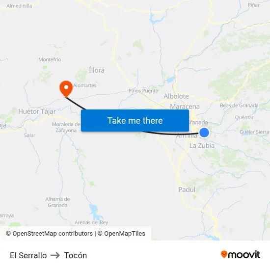El Serrallo to Tocón map