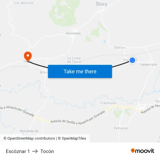 Escóznar 1 to Tocón map